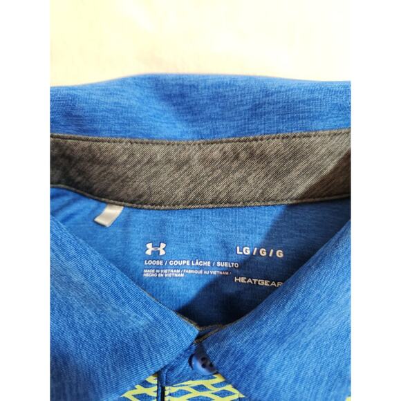 Under Armour Polo Shirt Mens Large Navy Blue Heatgear Loose Short Sleeve Golf - Picture 2 of 11